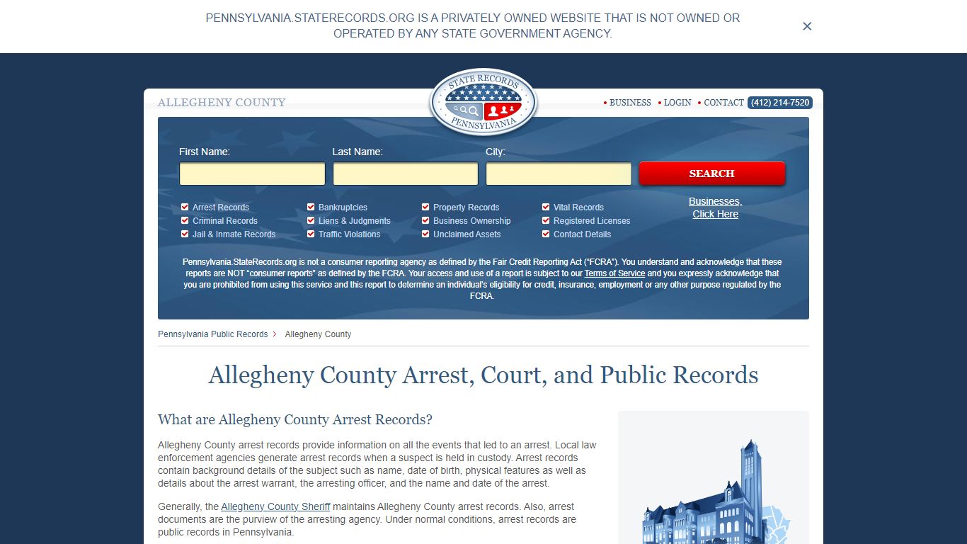 Allegheny County Arrest, Court, and Public Records