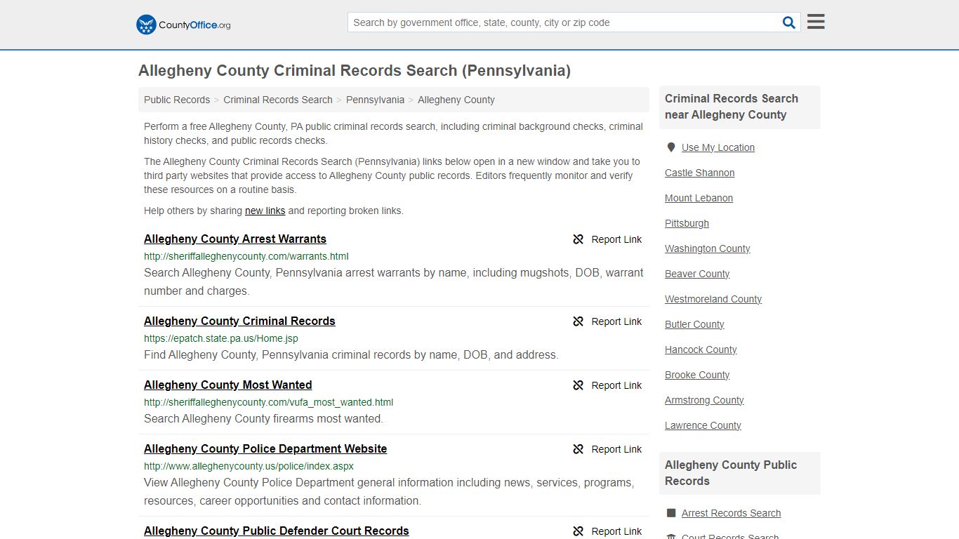 Allegheny County Criminal Records Search (Pennsylvania)