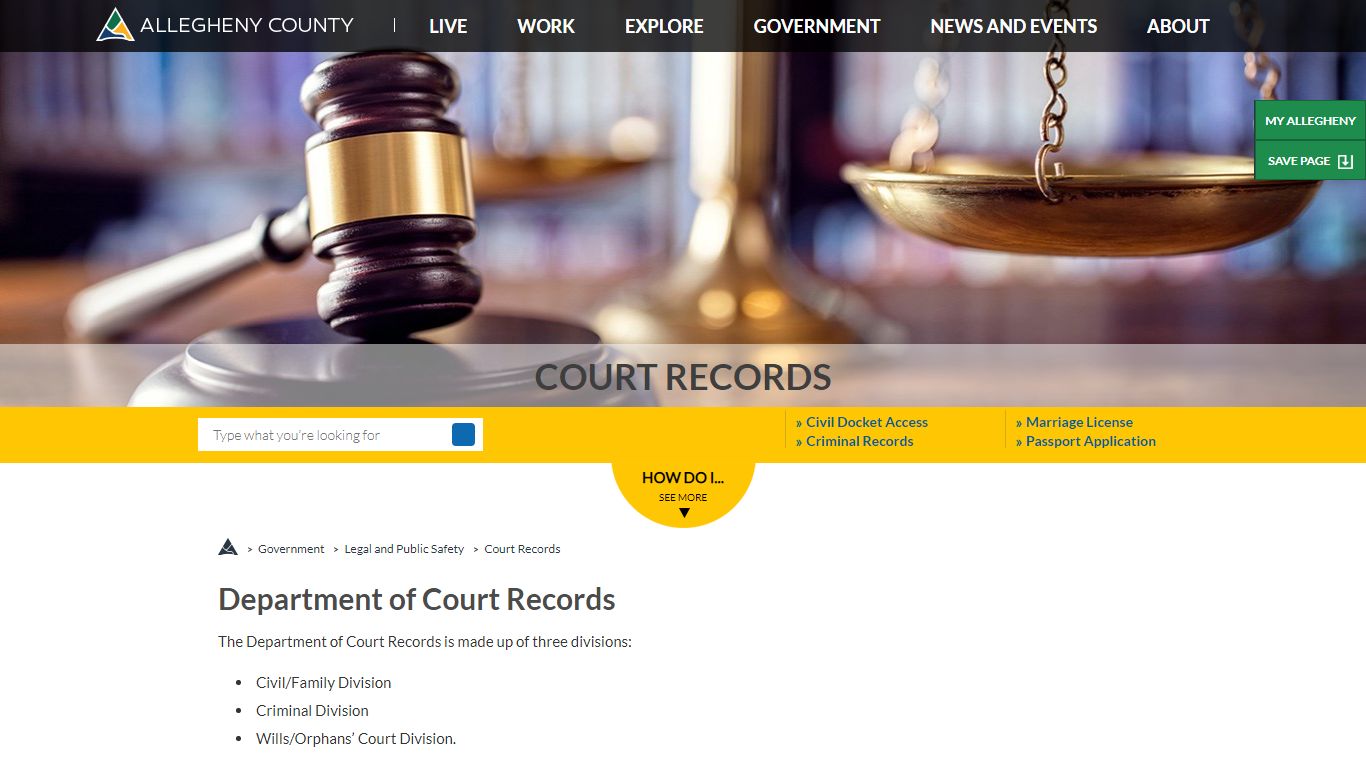 Court Records | Home | Allegheny County - Allegheny County, Pennsylvania